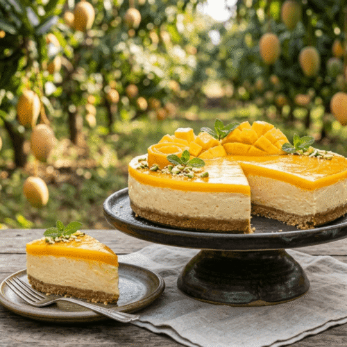 The Royal Treat: No-Bake Alphonso Mango Cheesecake