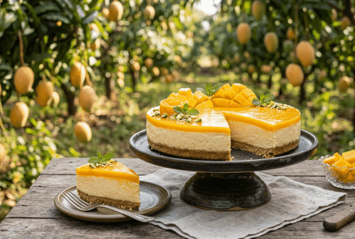 The Royal Treat: No-Bake Alphonso Mango Cheesecake